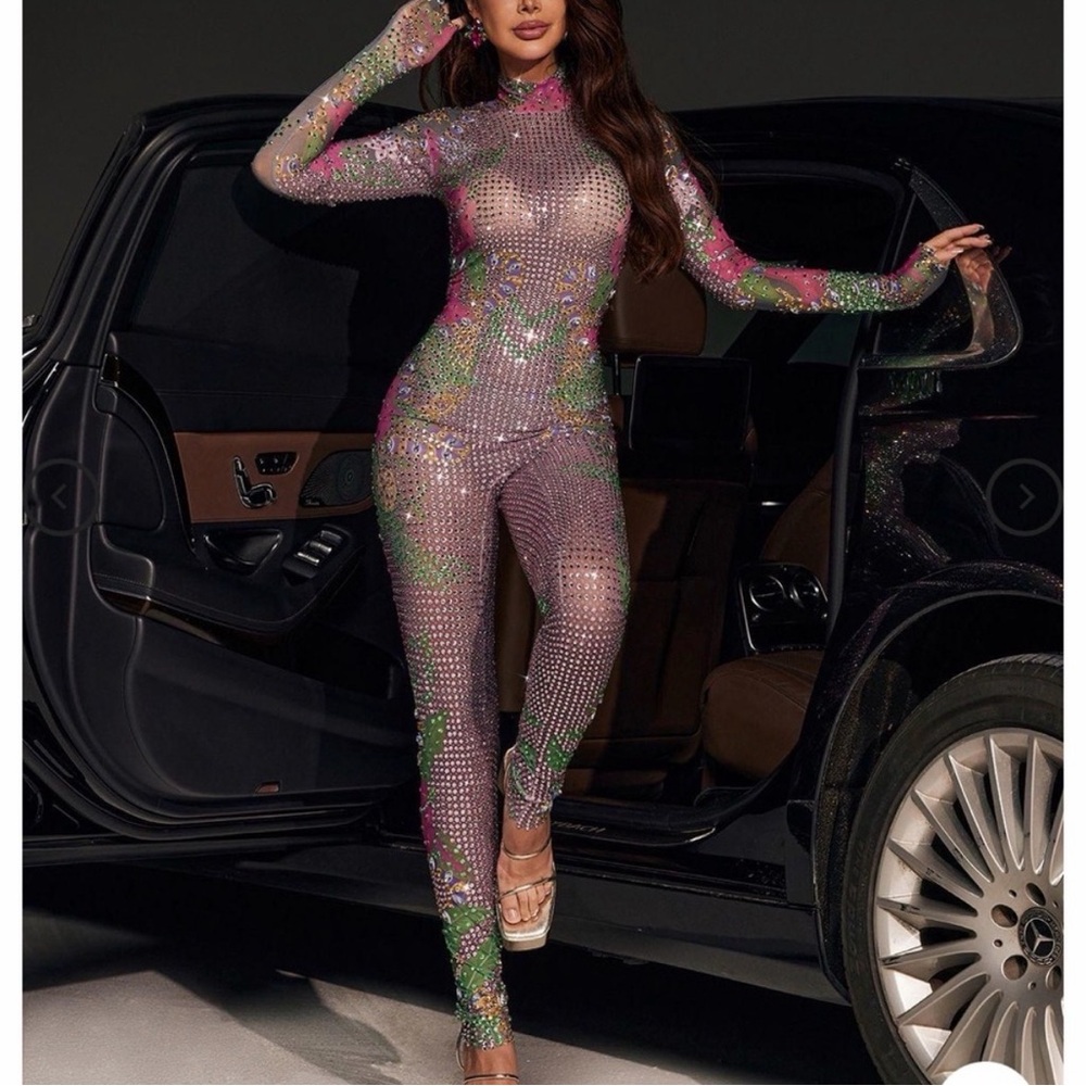 Mewmews Multicolor Rhinestone Jumpsuit - Picture 3 of 6